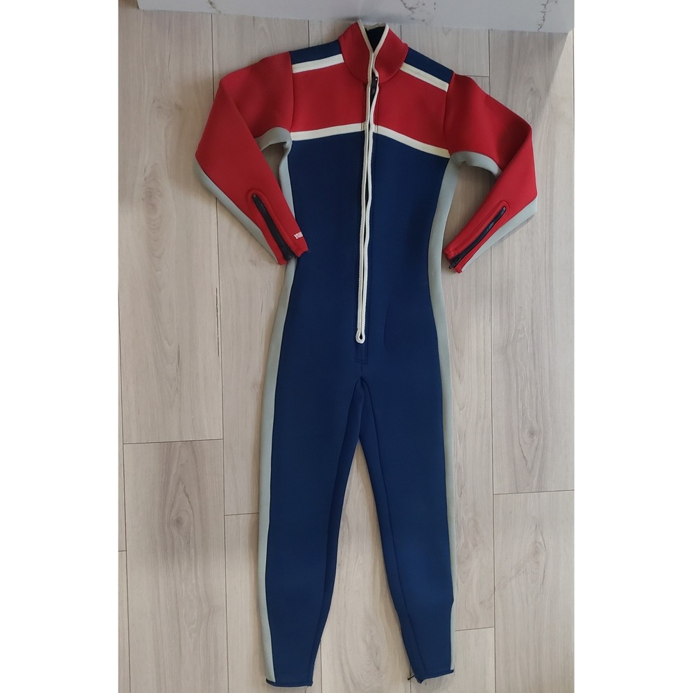 Yamaha Wetsuit Womens M Blue Red Vintage Neoprene Full‎ Body Scuba Suit USA Made